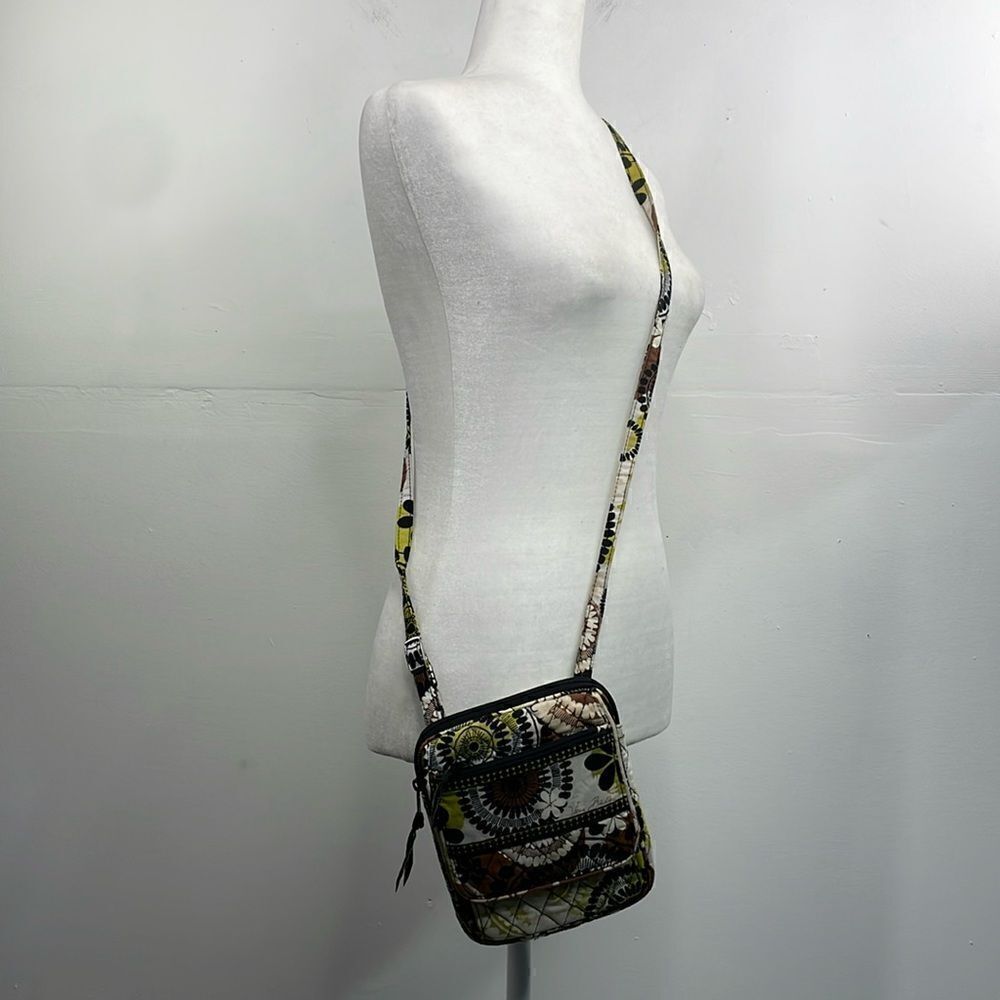 Vera Bradley Mini Hipster Cocoa Moss Crossbody Adjustable Strap Quilted Bag